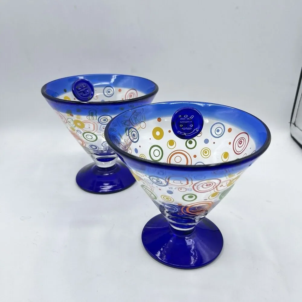 Royal Caribbean Kosta Boda Cocktail Glasses 2009 Hand blown Cobalt Blue 2